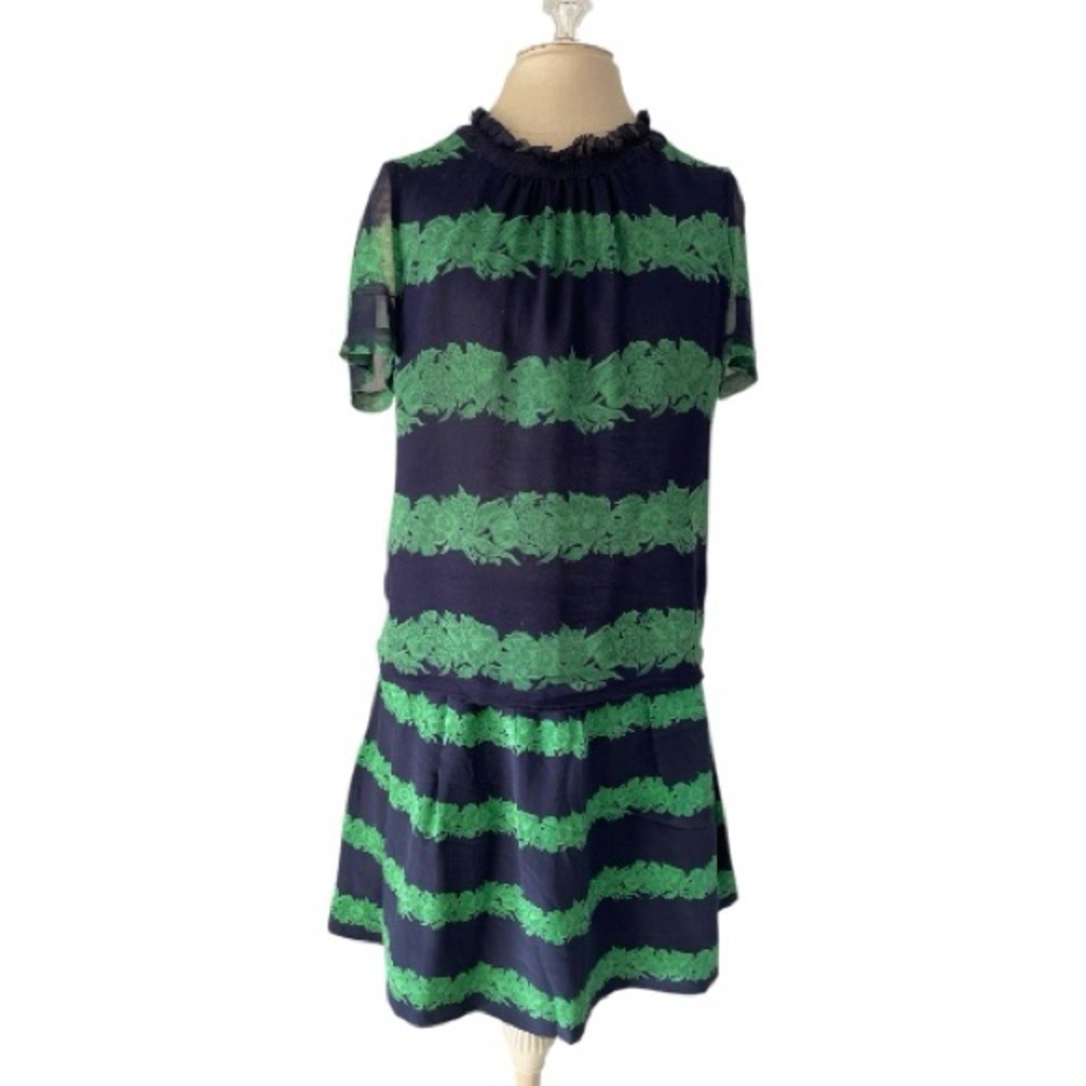 Navy and Green Striped Kids Dress